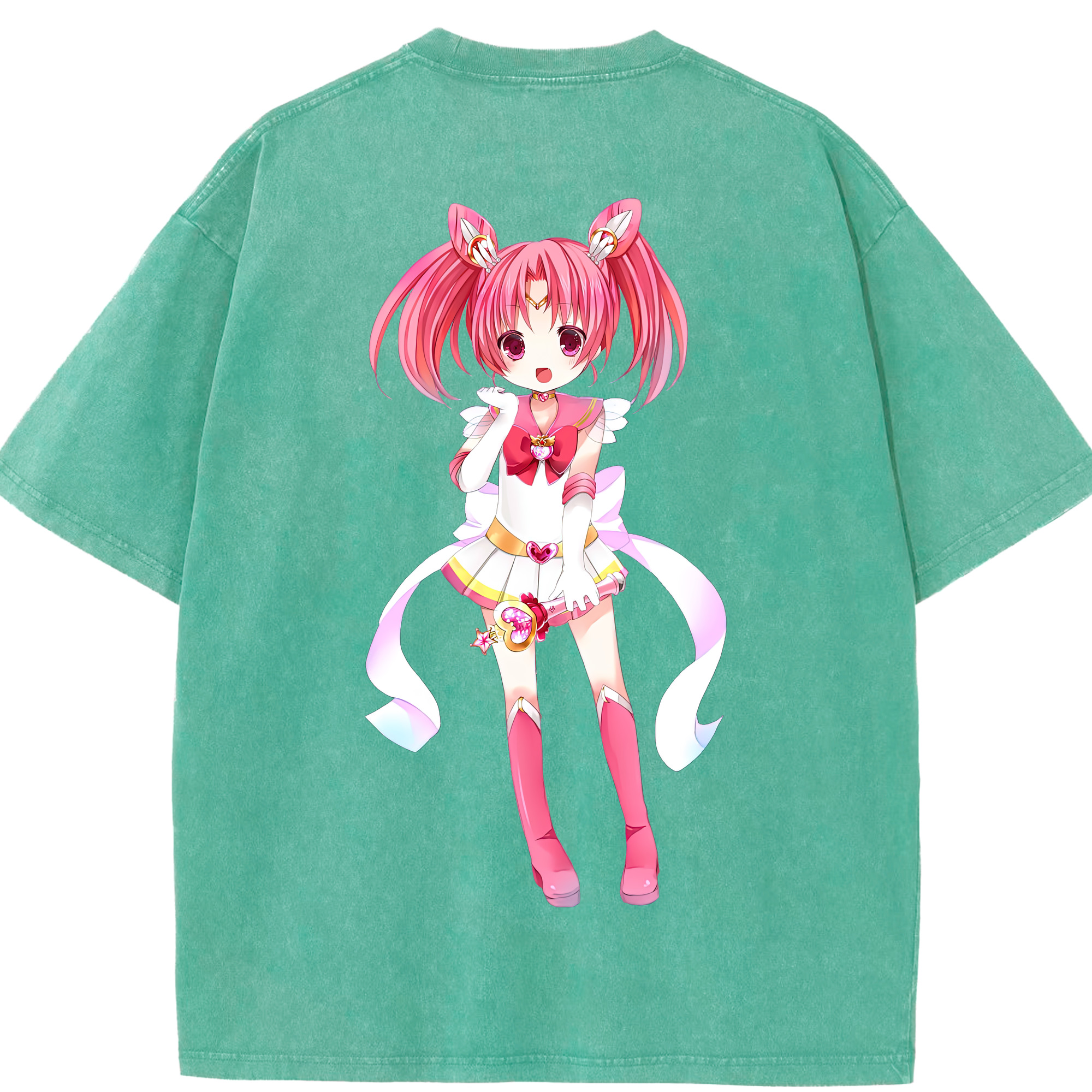 （画像用） 美少女戦士セーラームーン ちびうさ Sailor Moon Chibiusa Tsukino Usagi Small Lady Serenity 綿100% ヴィンテージ風 半袖Tシャツ（背面プリント）